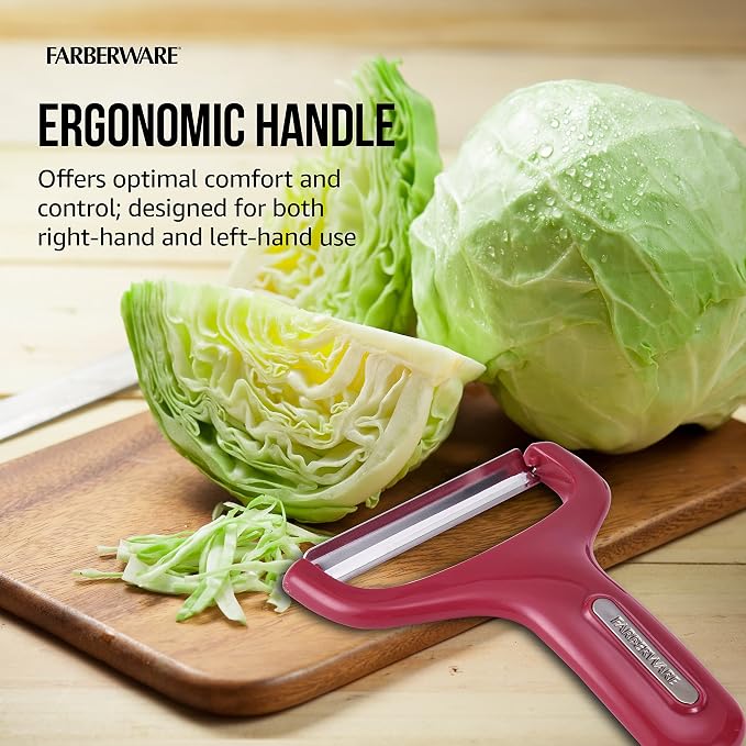 Farberware Pro Large Y-Peeler for Vegetables and Fruit, Stainless Steel Blade, Ambidextrous Grip, Dishwasher Safe - Ideal for Potatoes, Butternut Squash, Cabbage, and More