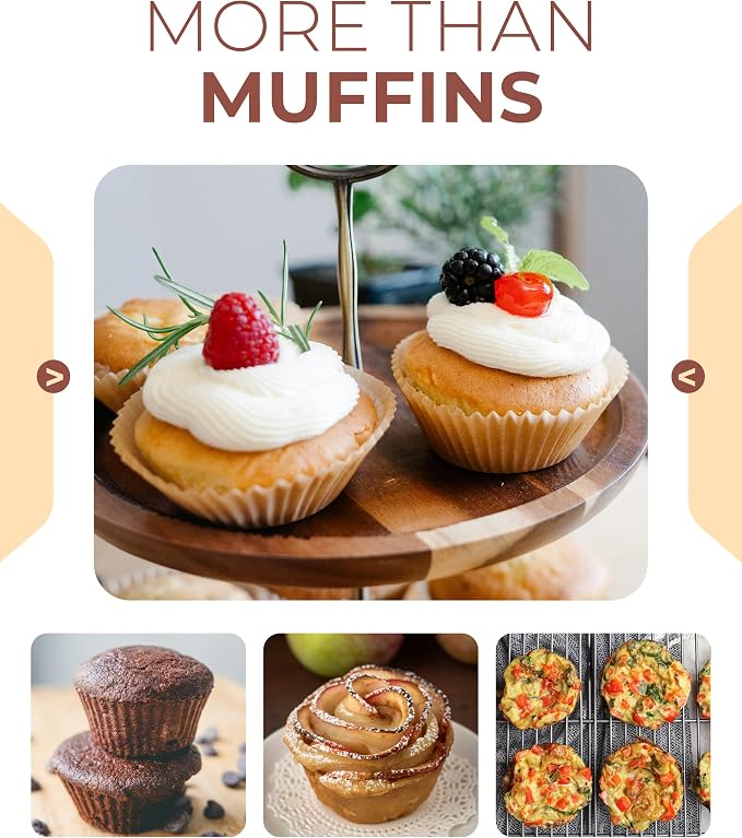 CARTMAN 24-Cup Mini Muffin Pan, Nonstick Carbon Steel Mini Cupcake Tin | Includes 200 paper liners, 24-cup nonstick carbon steel, oven safe 450°F, ideal for egg bites, mini cupcakes & brownies