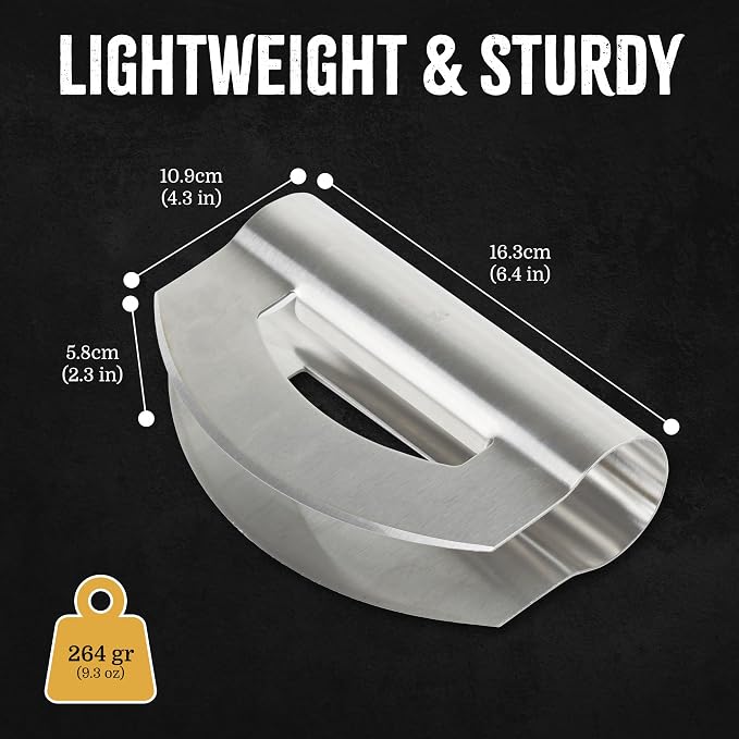 Mindful Design Salad Chopper Tool, Mezzaluna Knife Stainless Steel Vegetable Rocker With Blade Covers