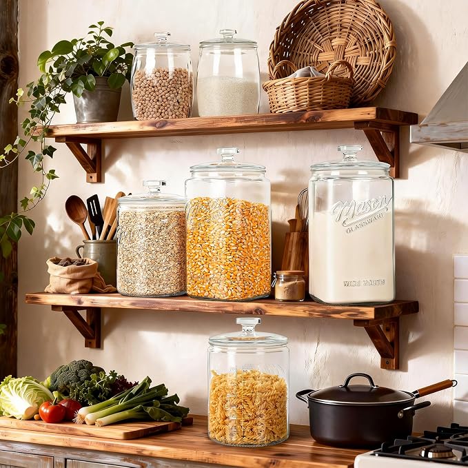 Ritayedet 2 Pack 1 Gallon Cookie Jars, Sourdough Starter Jar with Lids | Wide Mouth Food Storage Containers for Flour, Sugar, Sourdough Starter, Candy, Coffee, Dog Treat, Apothecary, Laundry