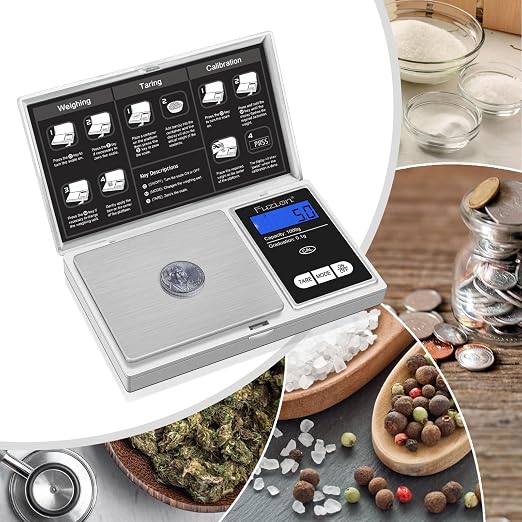 Fuzion Pocket Gram Scale - 1000g/0.1g Digital Mini Travel Food Scale | Easy of Use, LCD Display, Tare Function, 6 Modes Ounces Grains, Batteries Included