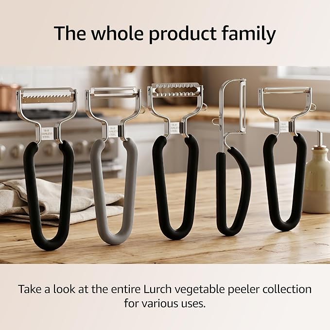 Lurch Germany Julienne Vegetable Y Peeler 5.1 x 2.3 Inches / 13 cm x 6 cm | Stainless Steel Cutter & Slicer for Carrot, Potato & Apple | Veggie Zoodles Maker | Non-slip Comfortable Handle - Black