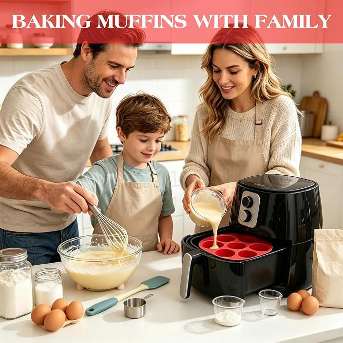 CAKETIME Silicone Muffin Pans for Air Fryer, Oven Baking Nonstick | Food-Grade, for Egg Bites, Muffins, Cupcakes, Mini Quiche 2 Pack