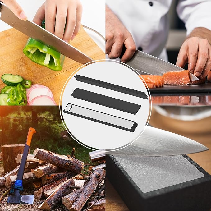 6 PCS Diamond Knife Sharpening Stones Set, Diamond Plates Kit for XARILK type Sharpeners System, 180# 400# 800# 1500# 2000# 3000# Grit