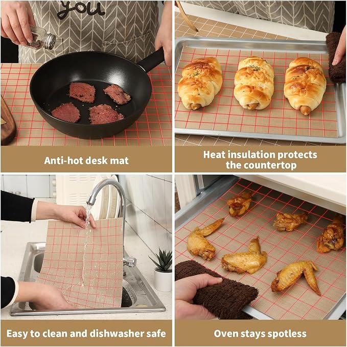 Silicone Baking Mat Roll 12IN*5FT Free Cutting, Non-Slip Pastry Mat, Non-Stick Reusable Air Fryer Liner, Oven Liners, Counter Mat, Freeze Dryer Mat, Easily Cut to Size Fit All Ovens Pans Tins Dishes