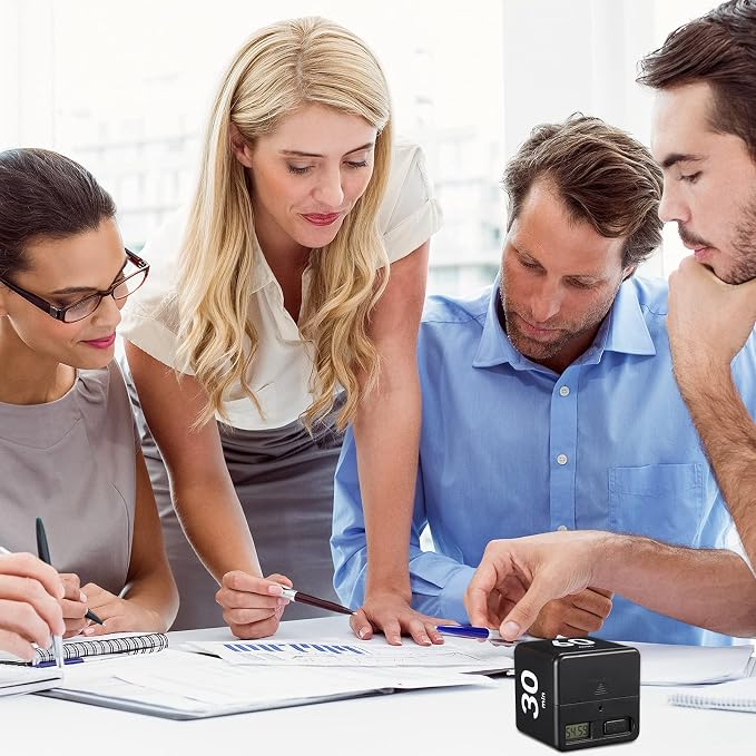 Weewooday 2 Pieces Cube Productivity Timer Flip Gravity Sensor Flip Countdown Countup Workout Timer Management 1 3 5 10 Minutes and 15 20 30 60 Minutes for Back to School Work Kitchen(White, Black)