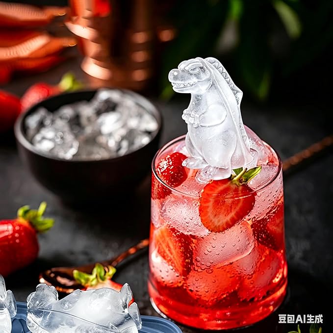 Dinosaur Ice Cube Tray Mold - Cute Fun Whiskey Ice Molds Gift for Women Men | 3D Dinosaur Shape Cute Ice Molds for Whiskey Bourbon, 4-Hole Large Fun Shapes Funny Gifts, for Animals Lovers Women Men