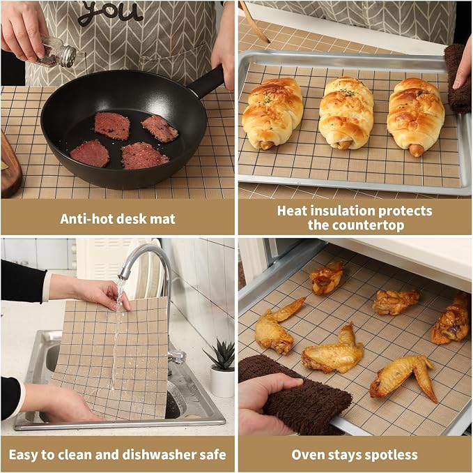 Silicone Baking Mat Roll 12IN*8FT Free Cutting, Non-Slip Pastry Mat, Non-Stick Reusable Air Fryer Liner, Oven Liners, Counter Mat, Freeze Dryer Mat, Easily Cut to Size Fit All Ovens Pans Tins Dishes