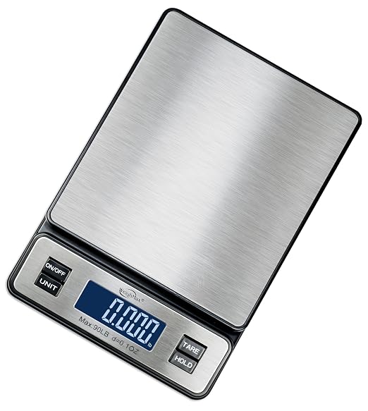 W-2809 90 LB X 0.1 OZ Durable Stainless Steel Digital Postal Scale, Shipping Scale With AC adapter, 1 Pack