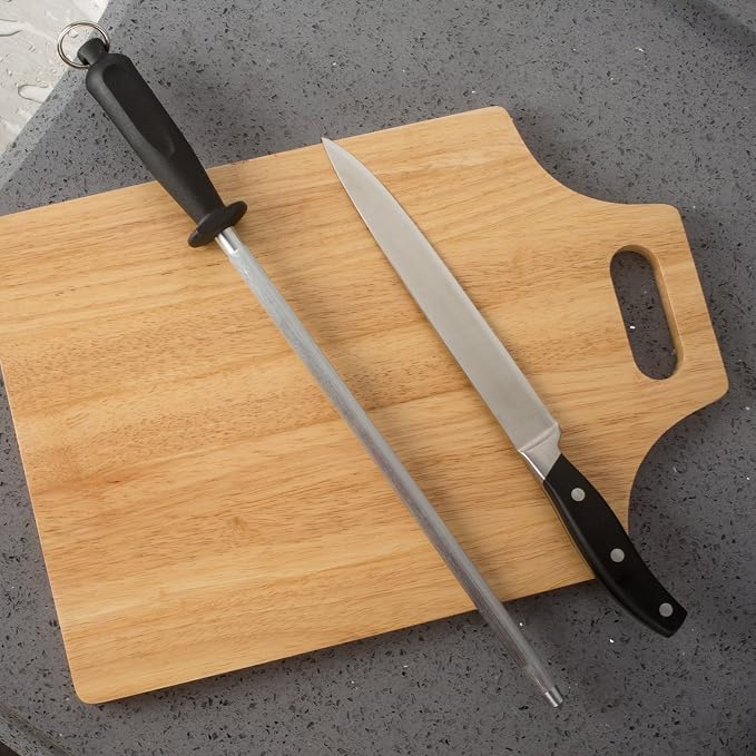 Professional Carbon Steel Black Knife Sharpening Steel, Black 12 Inch (Pack of 2)