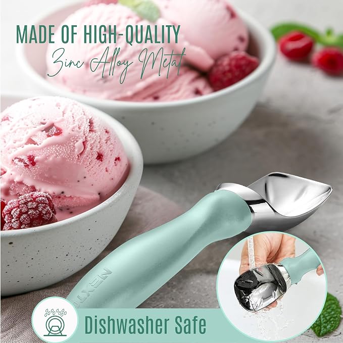 Nextop Ice Cream Scoop with Comfortable Handle - Ergonomic Spoon, Durable Perfect Metal Round Round Scoops Ideal for Ice Cream, Sorbet, Gelato Perfect for Home Use, Kitchen Essential. (Mint)