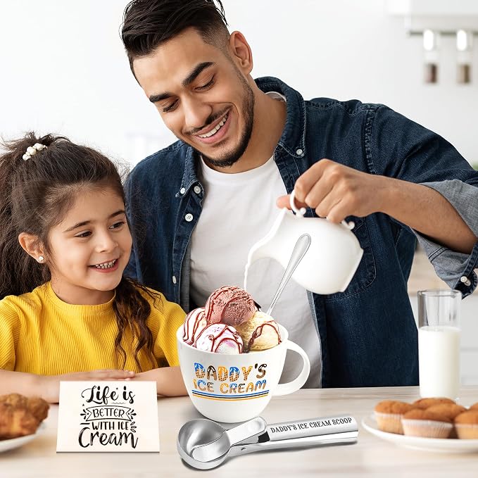 Daddy Gifts, Gifts for Dad from Daughter Fathers Day, Daddy's Ice Cream Bowl Scoop Shovel Spoon Set, DadIce Cream Gift from Son Daughter, Ideal Xmas Birthday Father's Day Gift for Him
