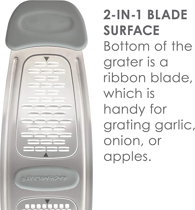 Rachael Ray Tools and Gadgets Stainless Steel Multi Grater for Cheese, Ginger, Garlic, and more, Gray