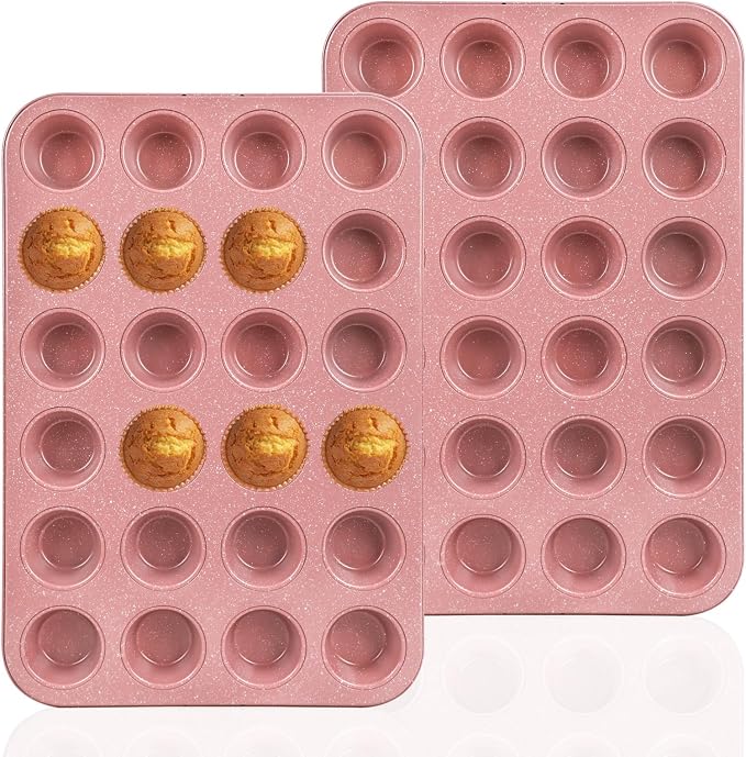 2-Pack Healthy Baking Cupcake Pan| Non Stick 12-Cup Muffin Pan | Durable & Easy Clean Muffin Tin | Perfect for Cupcakes, Muffins (Beige)