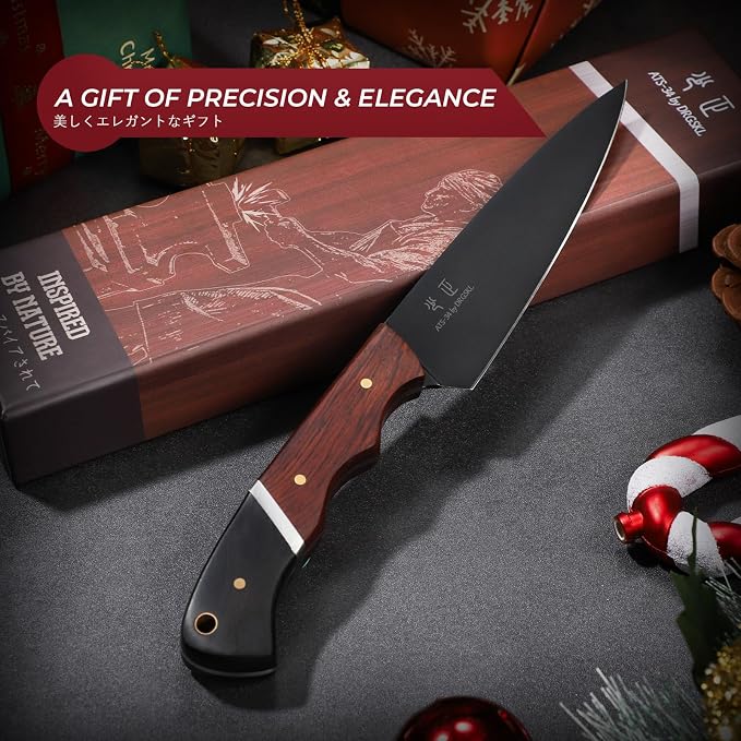 DRGSKL Kitchen Utility Knife From Japan - Small Chef Knife 5 Inch Forged from a Single Piece of High Carbon ATS-34 Steel, Full-Tang Paring Knife with Walnut Handle for Fruit and Vegetable, Ideal Gift