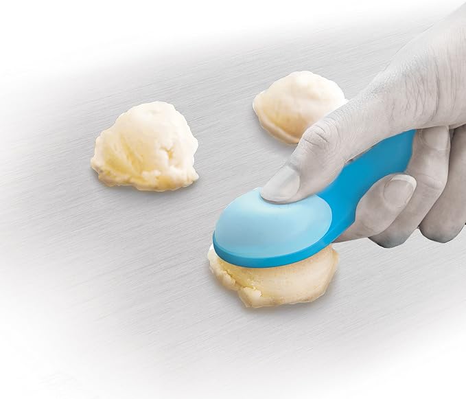 Talisman Designs 2 Piece Set, BPA-Free Silicone Cookie Scoop and Scraper Spatulas Blue