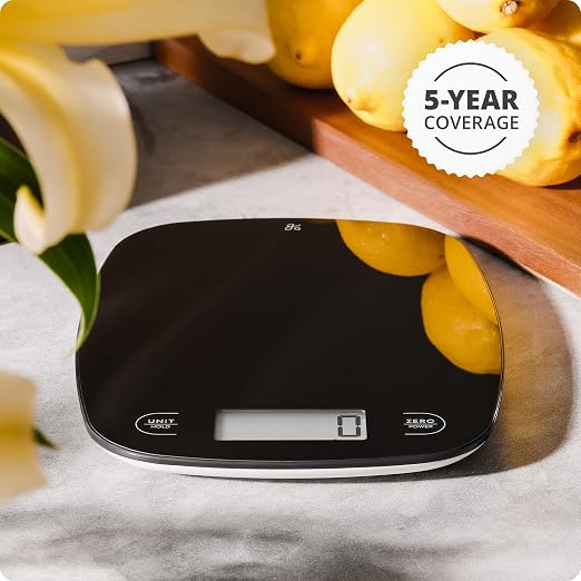 Greater Goods Food Scale ā Digital Kitchen Scale, 1g Precision, Easy-Tare & Quick Conversion, Slim Compact Design, Durable & Portable | Ideal for Cooking, Baking & Meal Prep (Glass, Black)