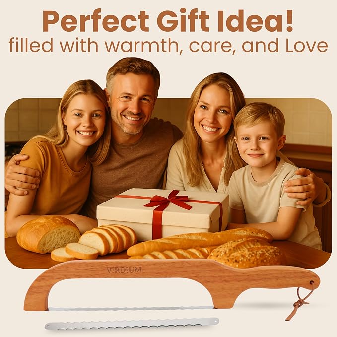 16" Premium Bread Slicer for Homemade Bread Knife For Homemade Bread Bow Sourdough Knife Starter Kit Bread Dough Tools Slicing Bagel slicer Wooden Sandwich Cutter Handle Saw breadly Razor Both Hand