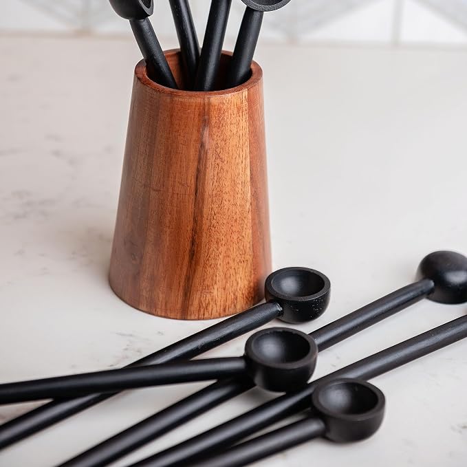 Karma Gifts Tasting Spoons Set - Black Wood Spoons for Cooking - Wood - Set of 4 - Small