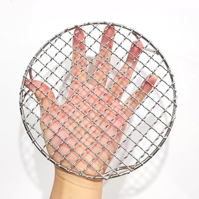 HARFINGTON Round Cooking Rack 7.5-inch 201 Stainless Steel Cross Wire Barbecue Grill Net with 20mm Legs for Cooking Baking Steaming BBQ