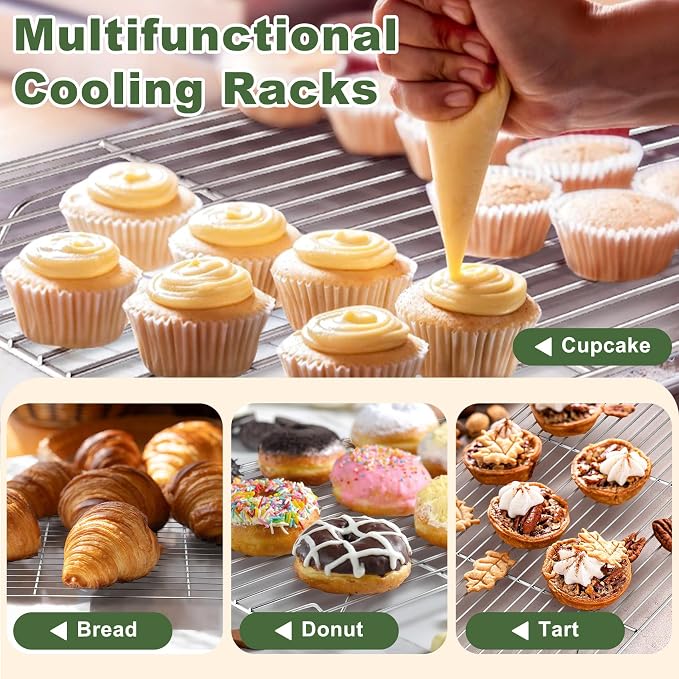 TeamFar Baking Sheet with Rack Set, 3 Pans + 3 Racks, 16/12.5/10.5 Inch | Stainless Steel Cookie Sheets Baking Pans Trays and Cooling Racks for Cooking, Non-Toxic & Heavy Duty, Dishwasher Safe