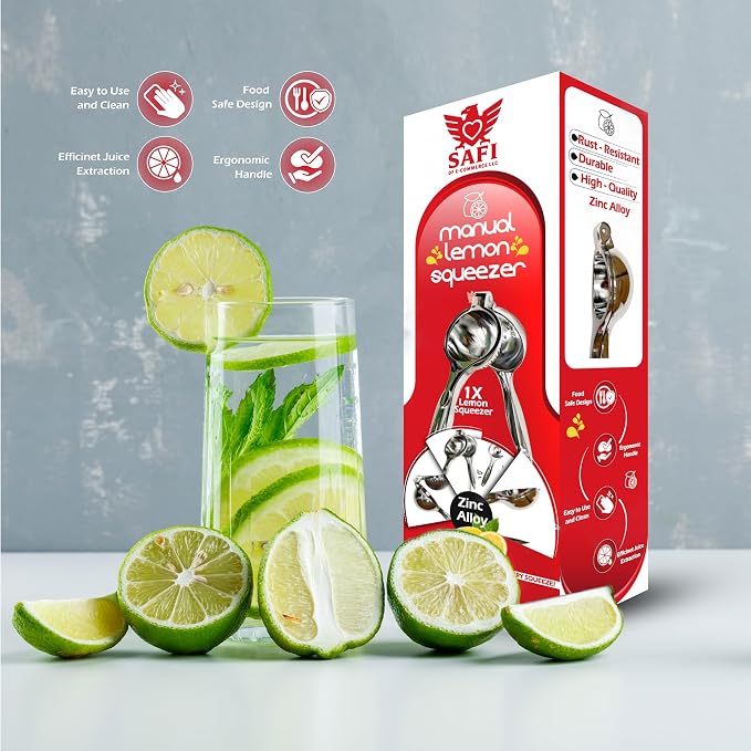 SAFi Premium Zinc Alloy Lemon Squeezer Manual Citrus Juicer Heavy-Duty Lime Press & Lemon Press Handheld Orange Juicer Durable Lime Squeezer And Lemon Juicer for Fresh Juice & Lemonade Hand Juicing