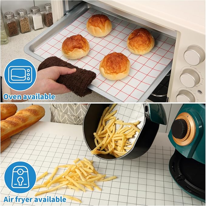 Silicone Baking Mat Roll 16IN*5FT Free Cutting, Non-Slip Pastry Mat, Non-Stick Reusable Air Fryer Liner, Oven Liners, Freeze Dryer Mat, Easily Cut to Size Fit All Ovens Pans Tins Dishes