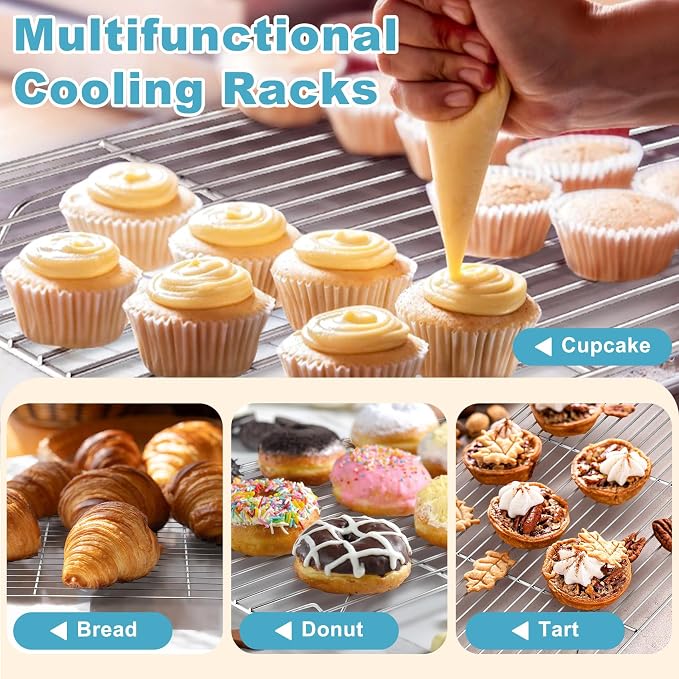 TeamFar Baking Sheet with Rack Set, 3 Pans + 3 Racks, 17.6/12.5/10.5 Inch | Stainless Steel Cookie Sheets Baking Pans Trays and Cooling Racks for Cooking, Non-Toxic & Heavy Duty, Dishwasher Safe