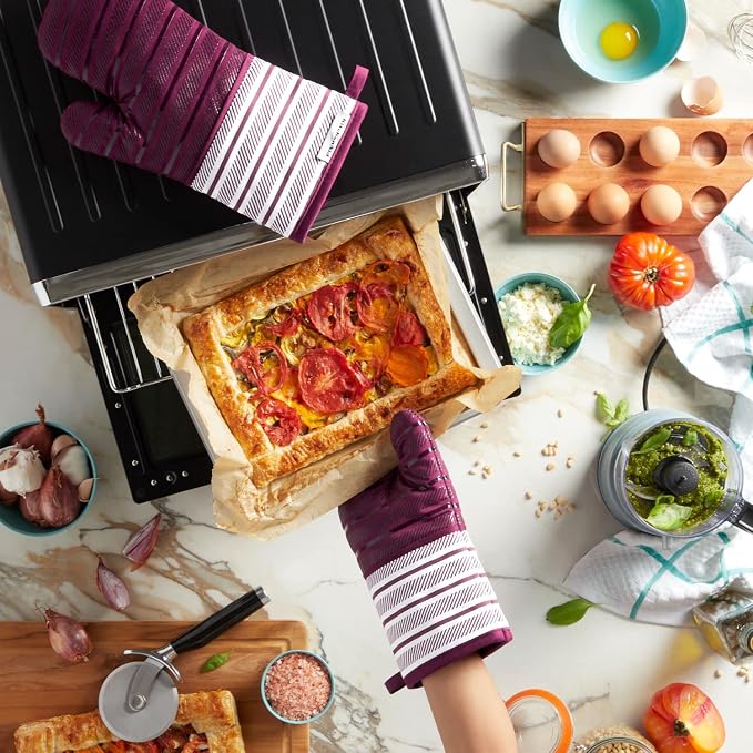 KitchenAid Albany Oven Mitt 2-Pack Set, Beet, 7"x13"