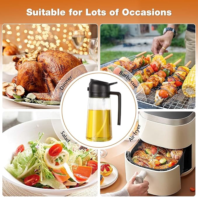 Blendura Oil Sprayer for Air Fryer, Glass, White