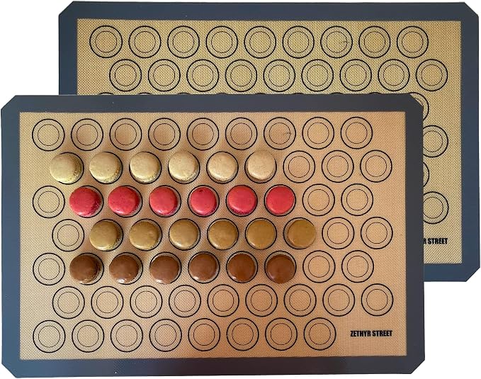 Macaron Baking Mat Silicone Non Stick, Full Sheet Reusable Pack of 10 Gray | Non-Stick Macaron Mat for Perfect Baking, Dishwasher & Oven Safe, For Macarons, Cookies, Bread and More, 16x24” (40x60cm)