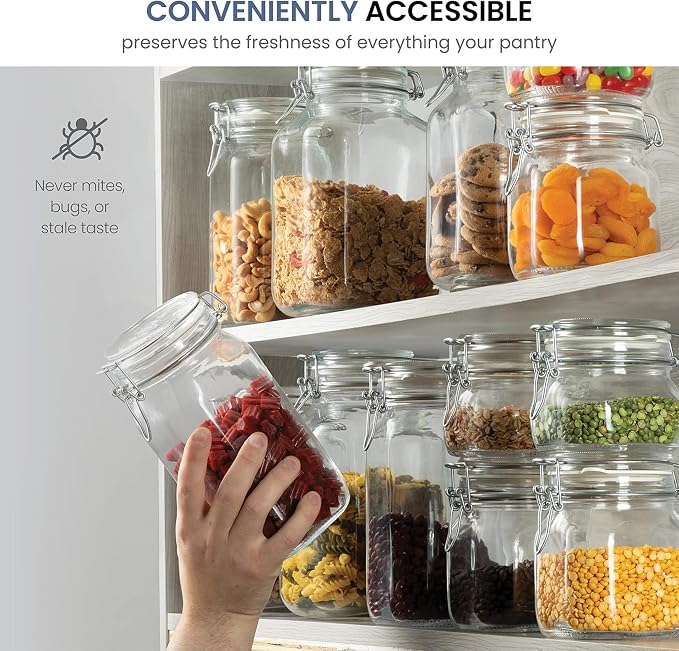 Bormioli Rocco Fido Jar - 1.5L (50.75 oz) - Clear | BPA-Free, airtight large container, ideal for candies, pasta, or decorative accents, italian glass jar construction