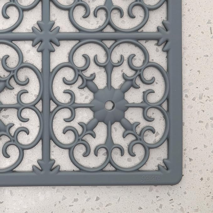 GASARÉ, Extra Large, Thick, Silicone Trivet for Hot Dishes, Pots, and Pans, Heat Resistant Mat for Countertop, Hot Pad for Kitchen, Easy to Clean, 21 x 12 x 3/8 Inches, Gray