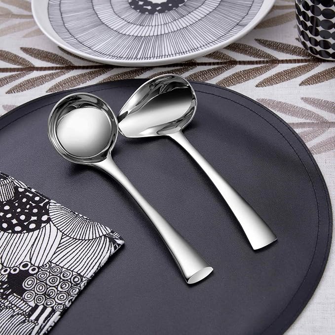 KEAWELL Premium Austin 1-Piece Sauce Ladle and 1 Piece Gravy Ladle, 18/10 Stainless Steel, Silver, Dishwasher Safe