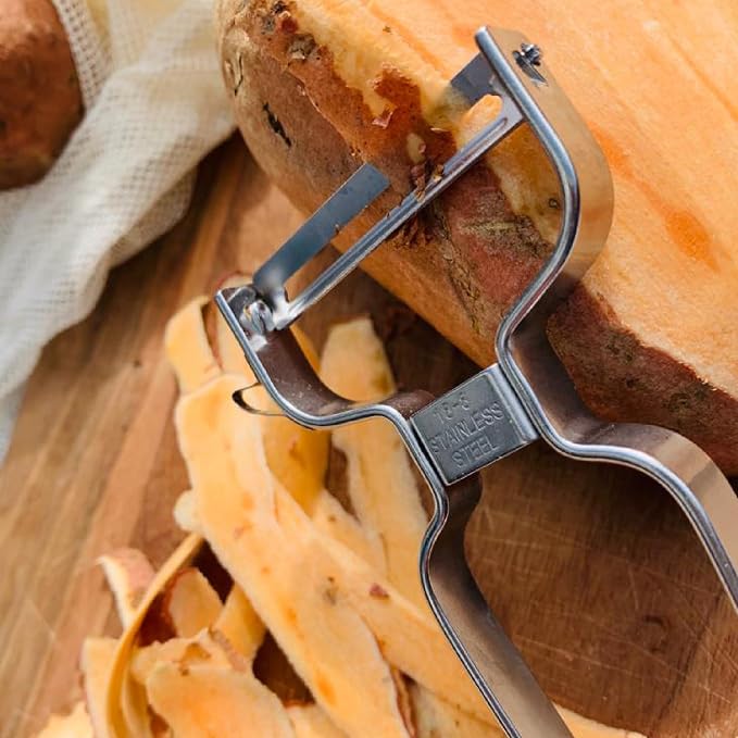 triangle Y-Peeler - 2 in (50 mm) - Stainless Steel Horizontal Straight Blade - Peeler for Hard-Skinned Fruits & Vegetables - Ergonomic Handle - Dishwasher Safe - Made in Germany
