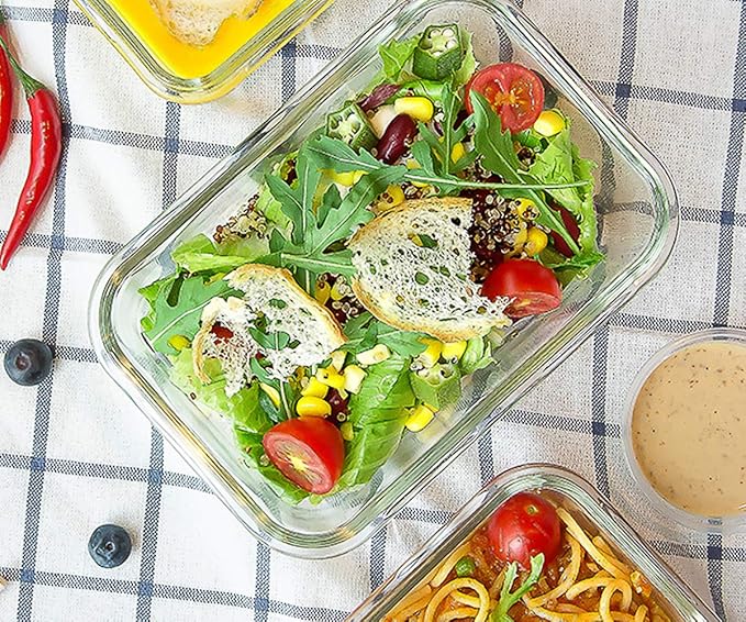 M MCIRCO 8 Pack,30 oz Glass Food Storage Containers with Lids, White | Glass Meal Prep Containers,Airtight Lunch Containers with Lids, Microwave, Oven, Freezer and Dishwasher Friendly, BPA Free