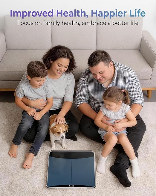 600lb Scale for Body Weight with Weight Trends, High Accurate, Bule | Premium Digital Bathroom Scale for Family, Large Clear Display, 8mm Tempered Glass, 13.1*12.3 Weighing Platform