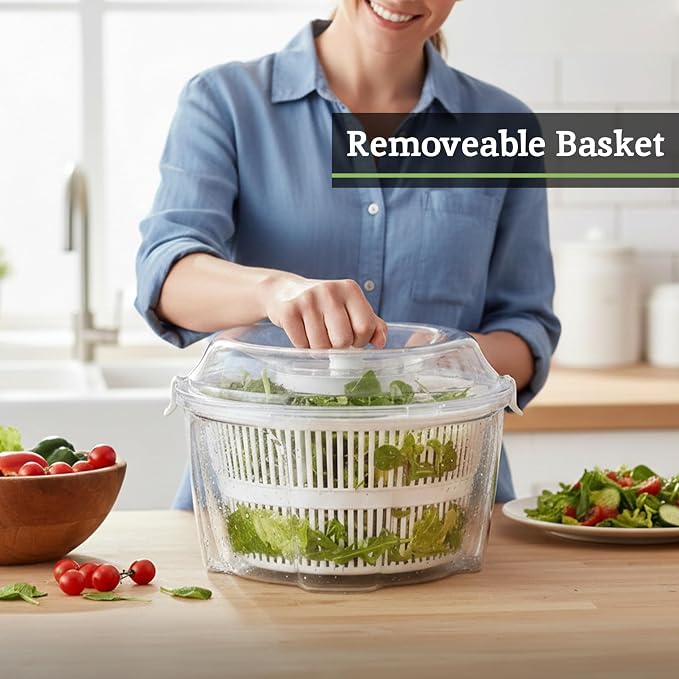 Premier Housewares Salad Spinner, White, 4.Litre