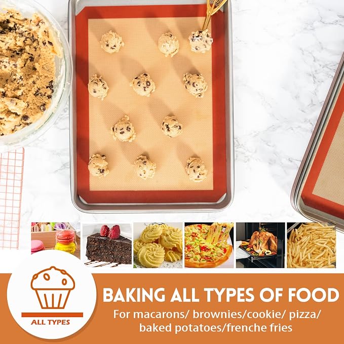 STATINT Non-Stick Silicone Baking Mat, Premium Food Safe - Pack of 4