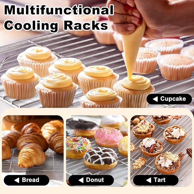 TeamFar Baking Sheet with Rack Set, 3 Pans + 3 Racks, 19.6/16/12.5 Inch | Stainless Steel Cookie Sheets Baking Pans Trays and Cooling Racks for Cooking, Non-Toxic & Heavy Duty, Dishwasher Safe
