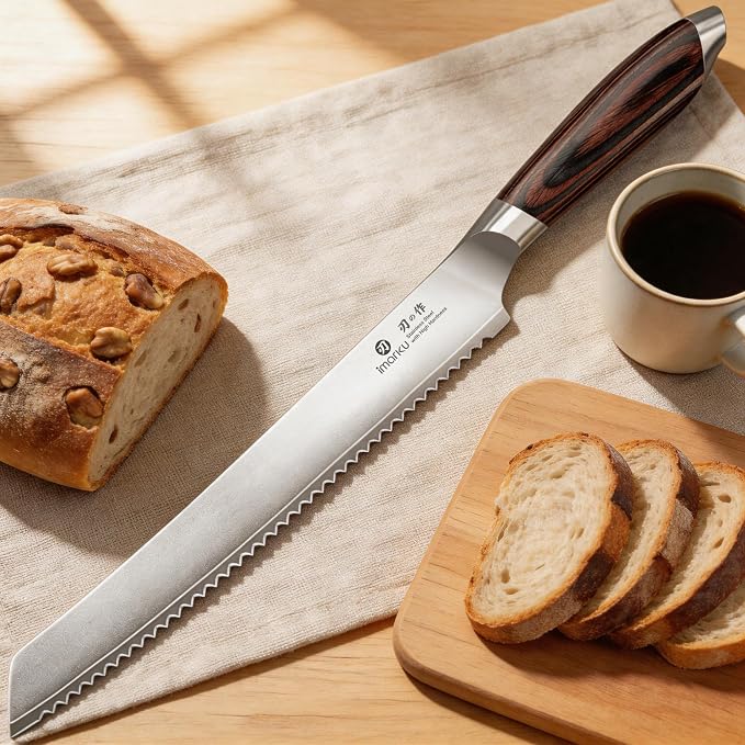 imarku Bread Knife, Professional 10 Inch Serrated Bread knives for Homemade Sourdough, High Carbon Stainless Steel, Razor Sharp Edge Bread Cutting Knife for Bread Cake, Birthday Gifts for Women Men