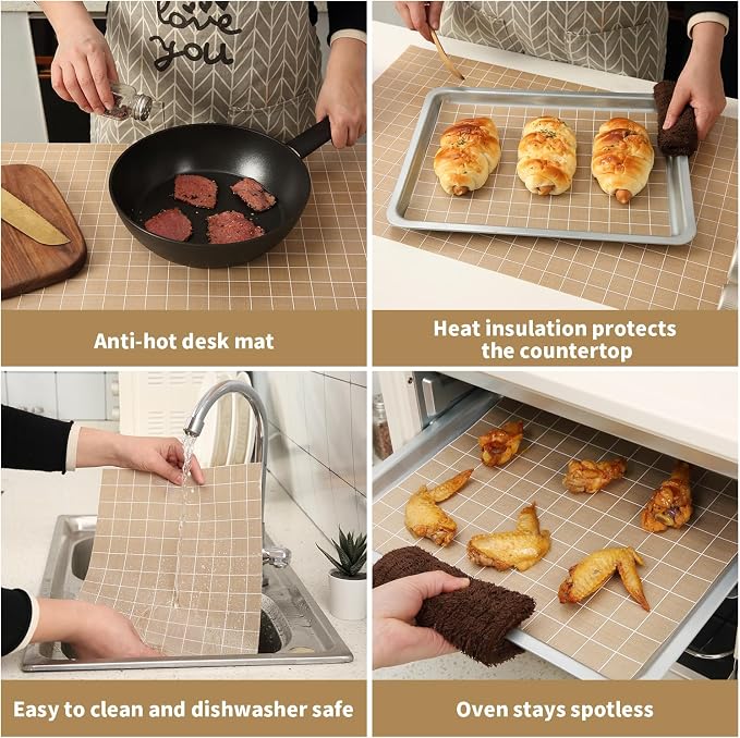Silicone Baking Mat Roll 12IN*8FT Free Cutting, Non-Slip Pastry Mat, Non-Stick Reusable Air Fryer Liner, Oven Liners, Counter Mat, Freeze Dryer Mat, Easily Cut to Size Fit All Ovens Pans Tins Dishes