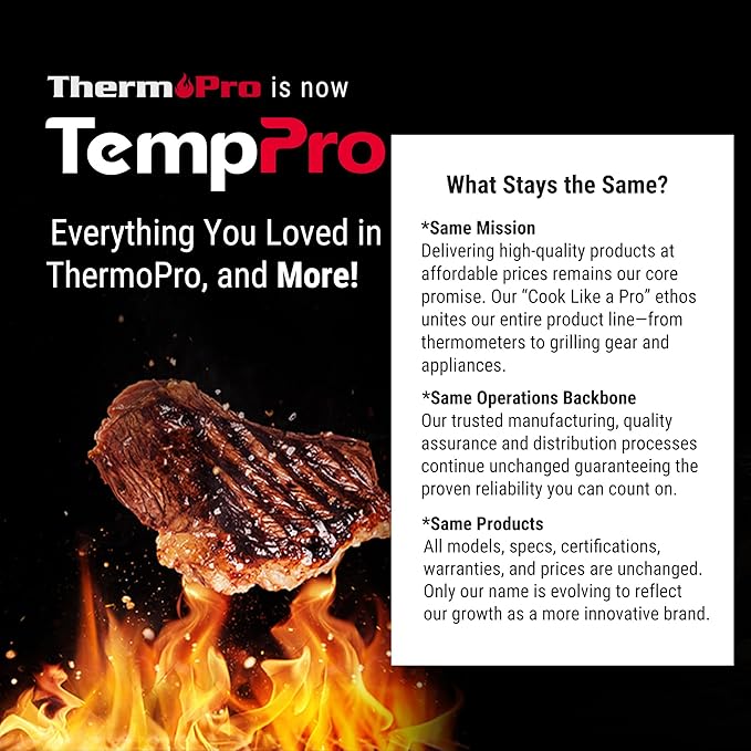 TempPro TP605 Instant Read Meat Thermometer for Cooking, Waterproof Digital Food Thermometer with Large Backlit LCD, Kitchen Thermometer for Grilling, Smoking & Candy Making (Previously ThermoPro)