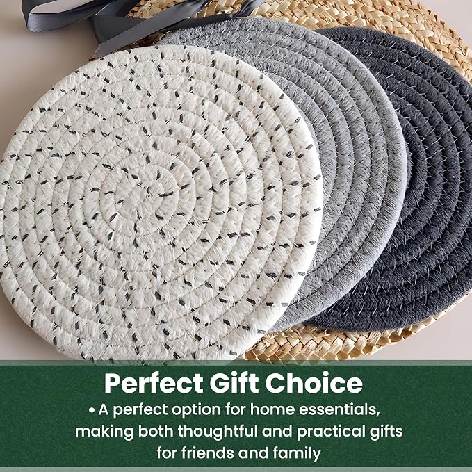 10 Inch Trivets for Hot Dishes, Hot Pots and Pans, Extra Large Thick Heat Resistant Large Coaster for Kitchen, Hot Pads, Kitchen Essentials, Pot Holders for Table & Countertop, 6 Pcs