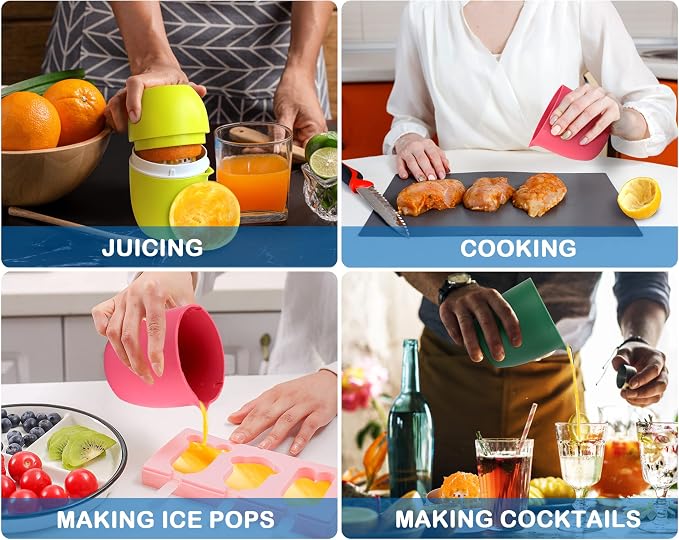 Lechin Hand Juicer, Lemon Squeezer, Two Squeezing Options, Pink | Unique lemon shape, for various fruits, dishwasher-safe, with strainer and container, 480 ml