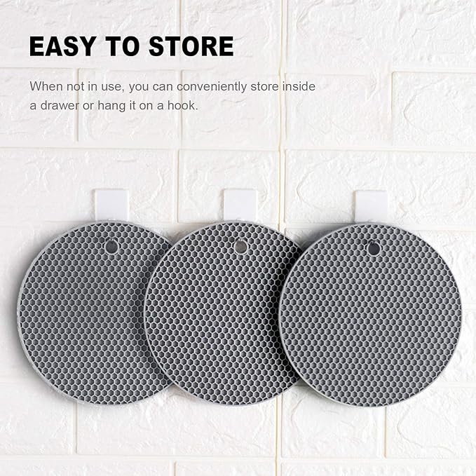 4 Pcs Trivets for Hot Dishes, Kitchen Heat Resistant Silicone Trivet, Extra Thick, Large, Non Slip (2. Gray)