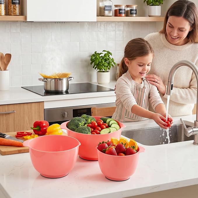 BoxedHome Classic Mixing Bowls Set of 4, 4.5, 3.5, 2.5 and 1.7 quarts | BPA Free Plastic, Microwave Safe