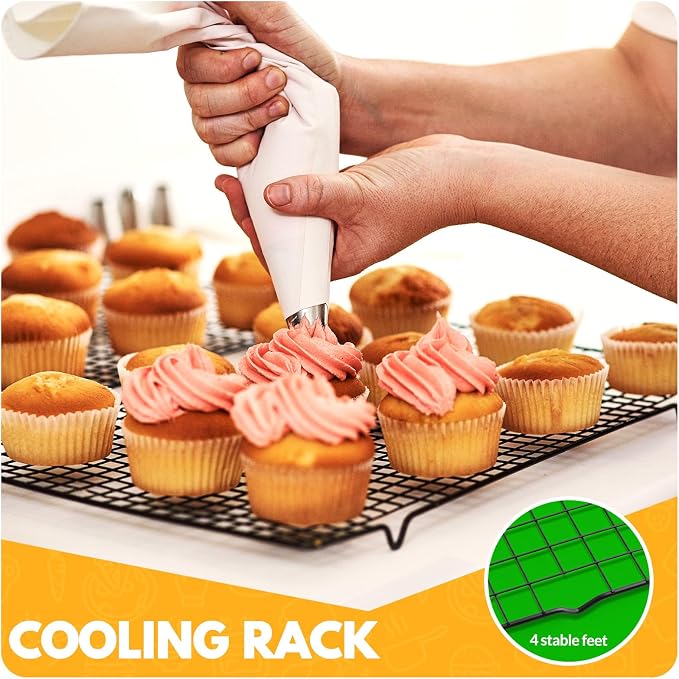 2 PCS Cooling Racks for Cooking and Baking, 14.8x10 Inches Stainless Steel Cooling Rack, Sheet Pan with Wire Rack for Baking Sheet, Bacon Rack Oven Safe Fits Jelly Roll Sheet Pan