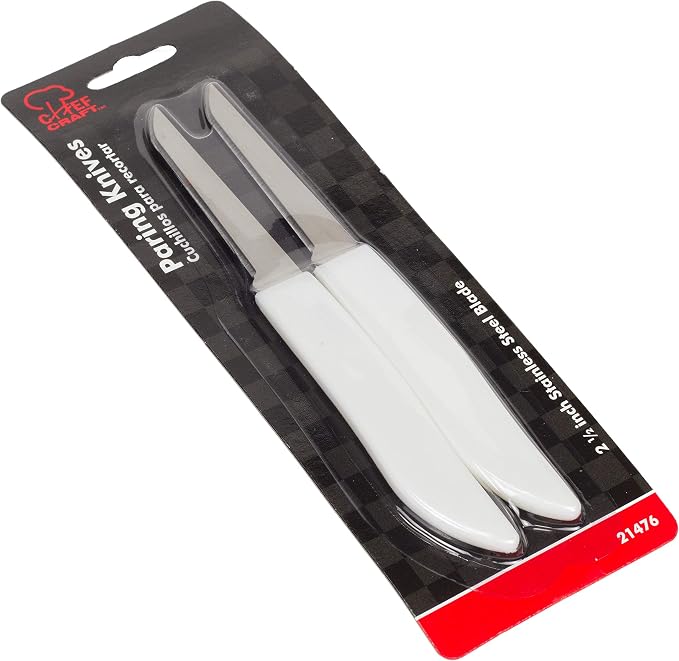 Chef Craft Select Paring Knife Set, 2.5 inch blade 6 inches in length 2 piece set, Stainless Steel/Black