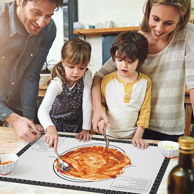 Silicone Macaron Baking Mat, Non Stick Pastry Mat for Rolling Dough,Silicone Mat for Baking Pizza, Cookie, Bread, Fondant, Macarons, Reusable and Large Silicone Mat